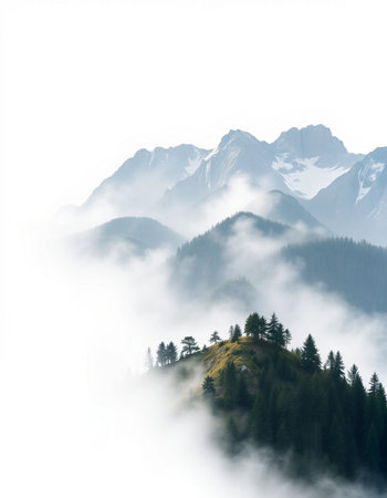 Mountain Landscape with fog.