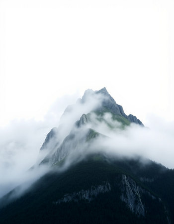 Mountain landscape in the clouds.