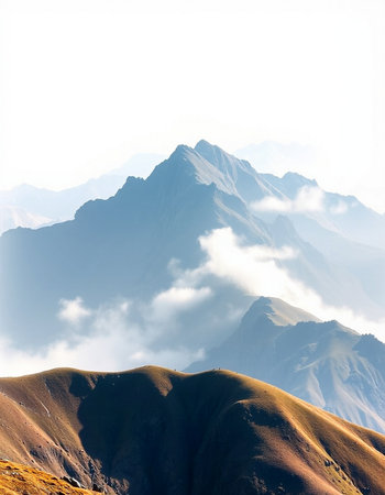 Mountains in the clouds. Toned.