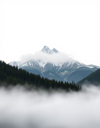 Mountain landscape with clouds and fog in Banff National Park, Canada