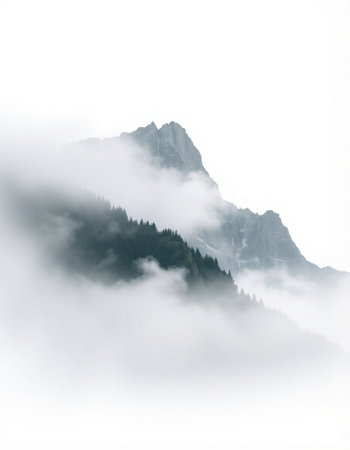 Mountain landscape with fog in the italian dolomites