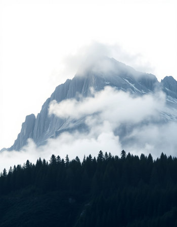 Mountains in clouds, South Tyrol, Italy