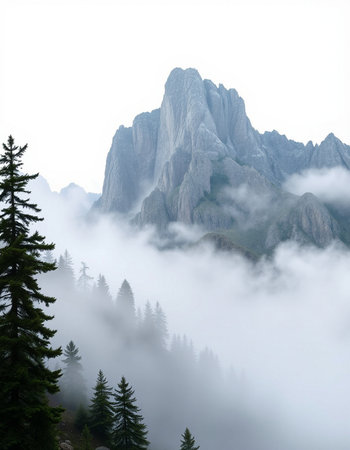 Mountains in clouds in the Dolomites, South Tyrol, Italy