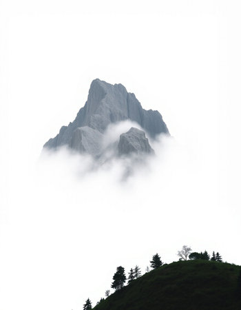 Mountains in the clouds on a foggy day. Caucasus, Russia