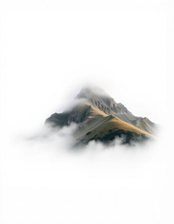 Mountain landscape on a foggy day. Caucasus, Russia.