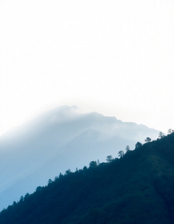 Mountain landscape with fog in the morning, natural background, Thailand.の写真素材