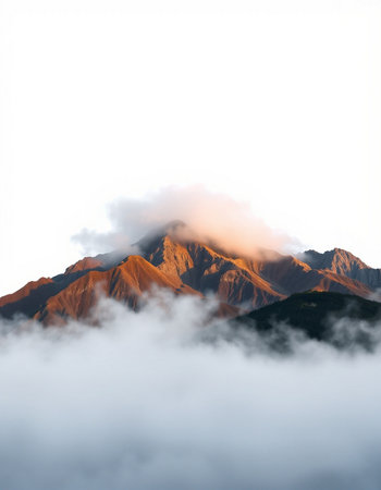 Mountains in clouds at sunrise. Caucasus Mountains, Georgia, region Gudauri.