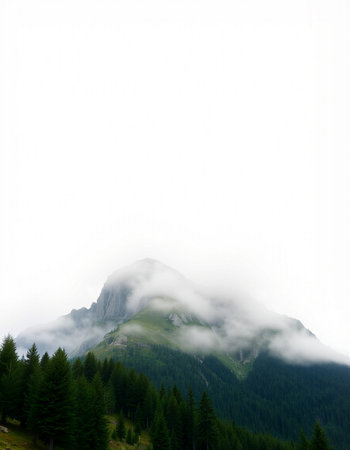 Mountain landscape with fog in the italian Dolomites.
