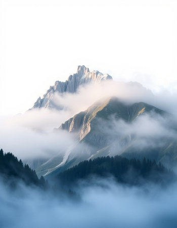 Mountain landscape in the clouds.