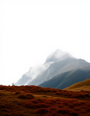 Mountain landscape with fog. Caucasus, Georgia, region Gudauri.