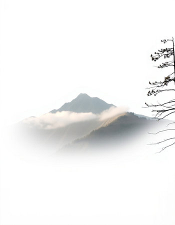 mountain and fog in the morning, beautiful photo digital picture.
