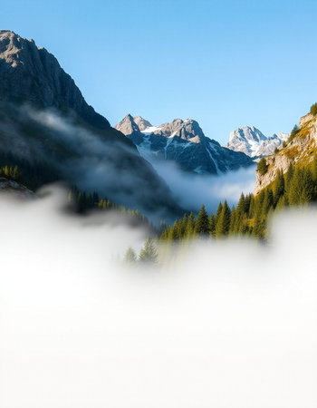 Mountain landscape with fog.