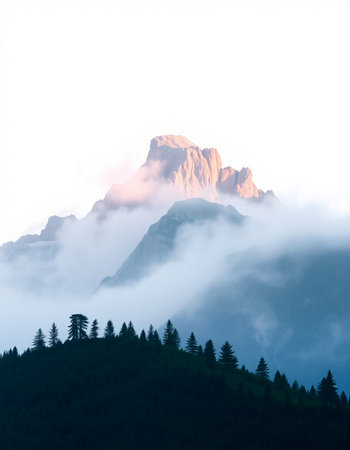 Mountains in the clouds, Dolomites, Italy, Europeの写真素材