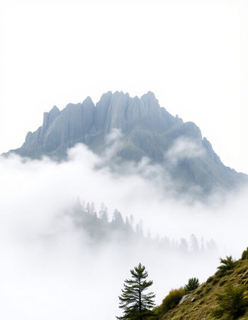 Mountains in the clouds on a foggy day. Crimea, Ukraine
