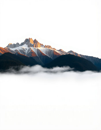 Mountain landscape with clouds and fog. Caucasus Mountains, Georgia.
