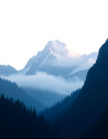 Mountain landscape in Himalayas, Uttarakhand, Indiaの写真素材