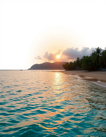 Beautiful sunset on the tropical beach. Thailand, Koh Samui