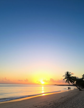 Beautiful sunset at the beach in Punta Cana, Dominican Republicの写真素材
