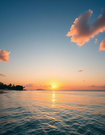 Beautiful sunset over the sea in the tropics. Beautiful seascape.の写真素材