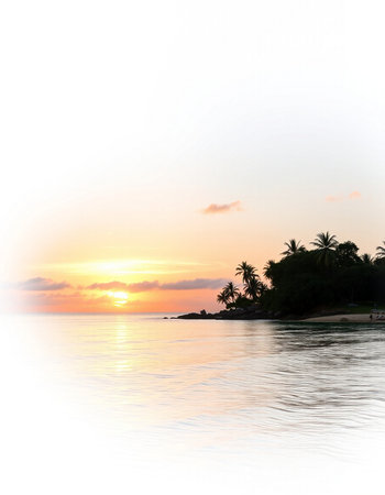 Beautiful tropical beach and sea with coconut palm tree at sunset time - Holiday Vacation concept