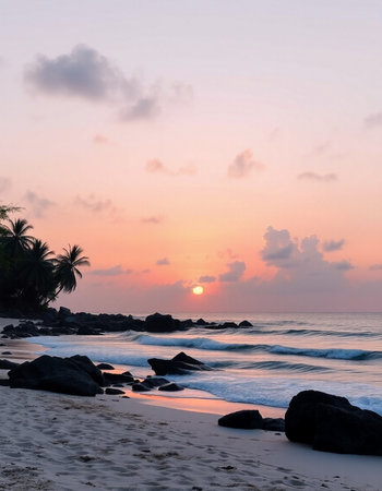 Beautiful sunset on the beach at Khao Lak, Thailand.