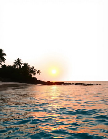 beautiful sunset over the sea in the tropics on the beach
