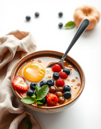 Bowl with tasty oatmeal and berries on table, closeup
