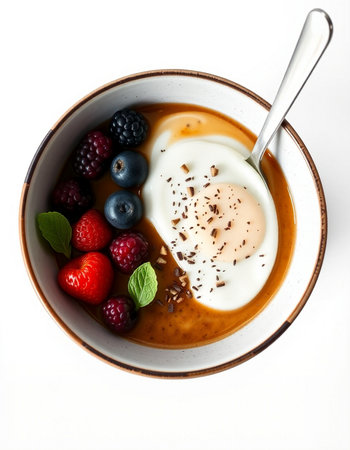 bowl of fresh berries isolated on a white backgroundの写真素材