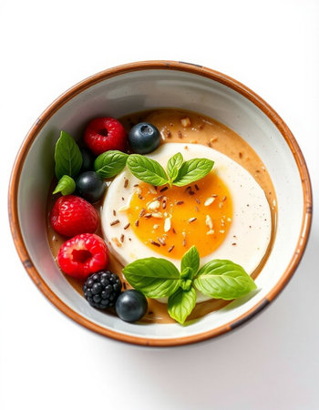 Panna cotta with fresh berries.の写真素材