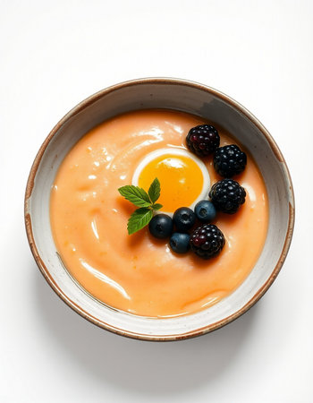 Bowl of yoghurt with fresh berriesの写真素材