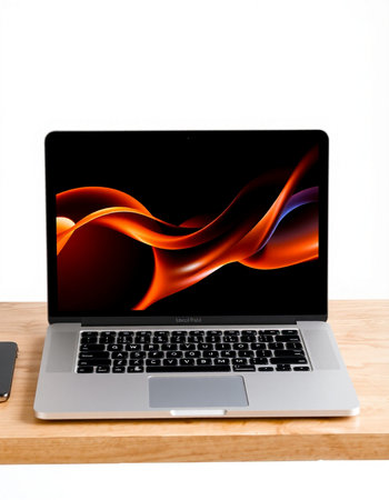 Laptop on the table isolated on white background with clipping path.