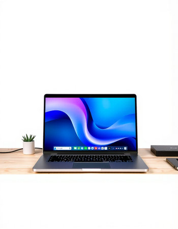 Laptop on the desk isolated on white background with clipping path.