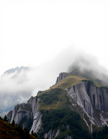 Mountain landscape in the clouds, Dolomites, Italy.の写真素材