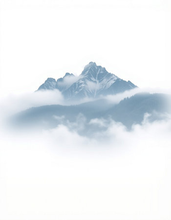 Mountains in the fog, view from the top of the mountain