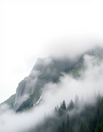 Mountain landscape with clouds and fog in the italian alps