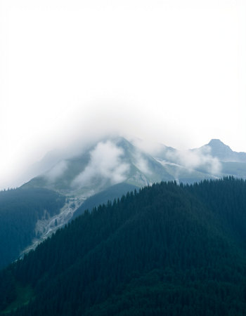 Mountains in the fog. Carpathians, Ukraine, Europe