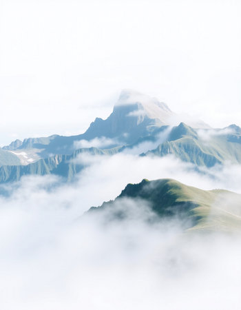 Mountain landscape in the clouds. Caucasus, Georgia, region Gudauri.