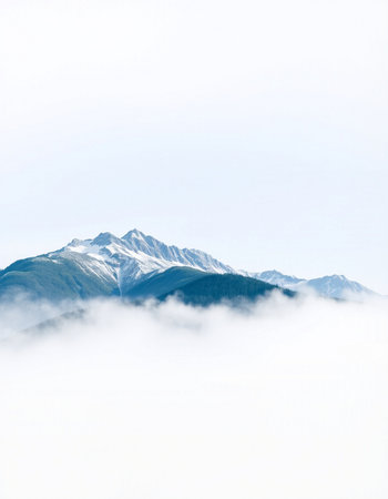 Mountain landscape in the clouds. Caucasus Mountains, Georgia, region Gudauri.