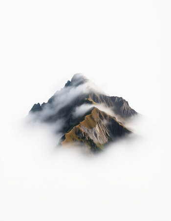 mountain peak in the clouds on a foggy day, Caucasus, Russia