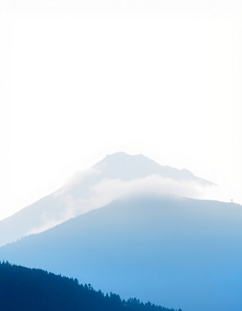 Mt. Fuji in the morning fog, Yamanashi, Japanの写真素材