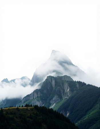 Mountain landscape in the clouds. Dolomites, Italy.