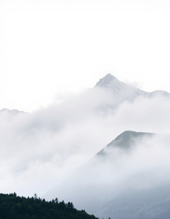 Mountain landscape in the clouds.