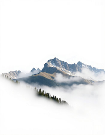 Mountain range in the clouds.