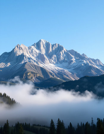 Mountains in the mistの写真素材