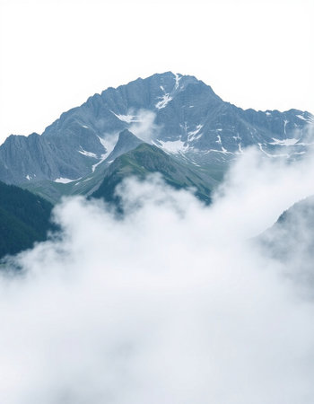 Mountain landscape in the clouds. Caucasus Mountains, Georgia, region Gudauri.の写真素材