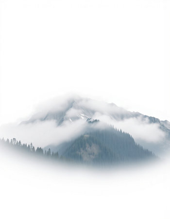 Mountain landscape with fog on the top of the mountain