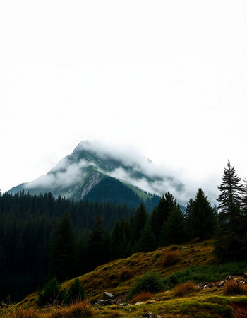 Mountain landscape with fog in the italian dolomites