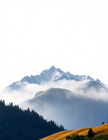 Mountains in the mist. Caucasus, Georgia, region Gudauri.