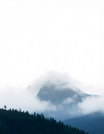 Mountains in the clouds. Cloudy day in the mountains.の写真素材