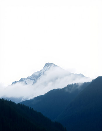 Mountain landscape with clouds and fog. Caucasus, Dombay, Russia